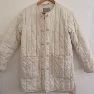 Everlane Quilted Longline Jacket in Cream